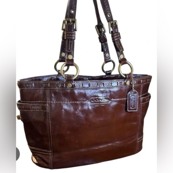 Coach Rich Brown Leather Shoulder Bag - Picture 2 of 7
